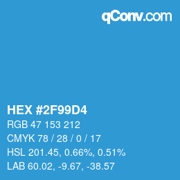 カラーコード: HEX #2F99D4 | qconv.com