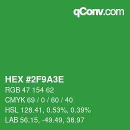 Farbcode: HEX #2F9A3E | qconv.com