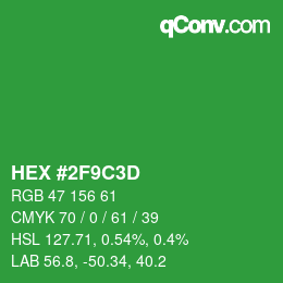Color code: HEX #2F9C3D | qconv.com