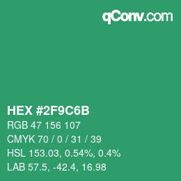 Color code: HEX #2F9C6B | qconv.com