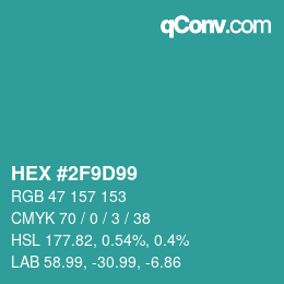 Color code: HEX #2F9D99 | qconv.com