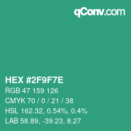 カラーコード: HEX #2F9F7E | qconv.com