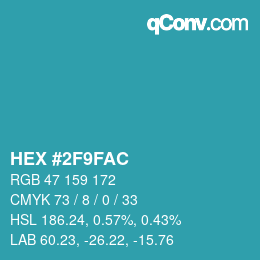 Color code: HEX #2F9FAC | qconv.com