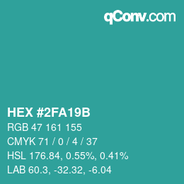 Color code: HEX #2FA19B | qconv.com