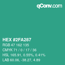 Color code: HEX #2FA287 | qconv.com