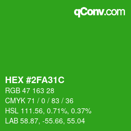 Color code: HEX #2FA31C | qconv.com