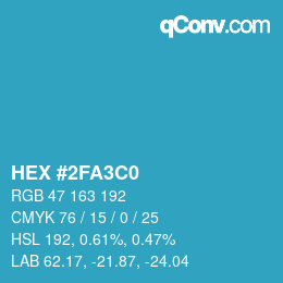 Farbcode: HEX #2FA3C0 | qconv.com