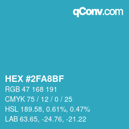 カラーコード: HEX #2FA8BF | qconv.com