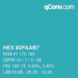 颜色代码: HEX #2FAAB7 | qconv.com