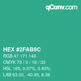 Color code: HEX #2FAB8C | qconv.com