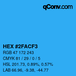 カラーコード: HEX #2FACF3 | qconv.com