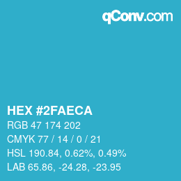 Color code: HEX #2FAECA | qconv.com