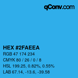 颜色代码: HEX #2FAEEA | qconv.com