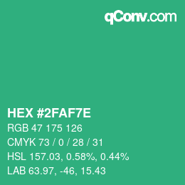 Color code: HEX #2FAF7E | qconv.com