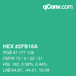 Color code: HEX #2FB18A | qconv.com