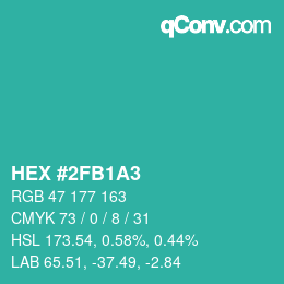 Color code: HEX #2FB1A3 | qconv.com