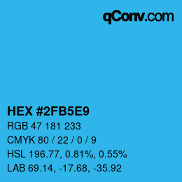 Farbcode: HEX #2FB5E9 | qconv.com