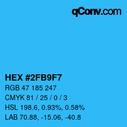 Color code: HEX #2FB9F7 | qconv.com