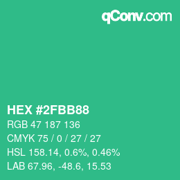カラーコード: HEX #2FBB88 | qconv.com