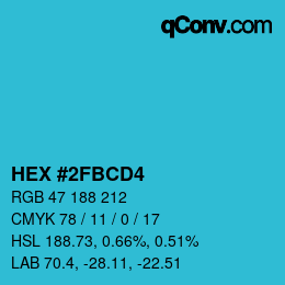 Color code: HEX #2FBCD4 | qconv.com