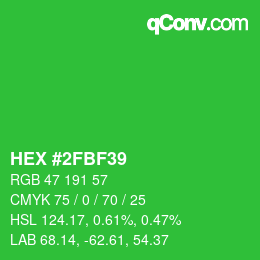 カラーコード: HEX #2FBF39 | qconv.com