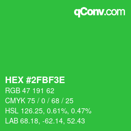 Color code: HEX #2FBF3E | qconv.com