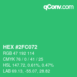 カラーコード: HEX #2FC072 | qconv.com