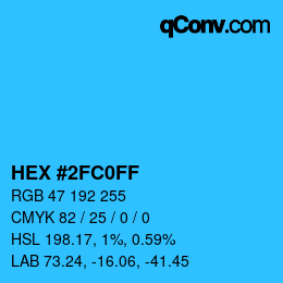 カラーコード: HEX #2FC0FF | qconv.com