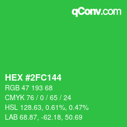 颜色代码: HEX #2FC144 | qconv.com
