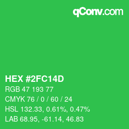 颜色代码: HEX #2FC14D | qconv.com