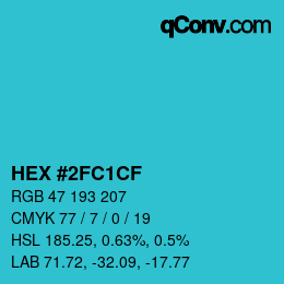 Color code: HEX #2FC1CF | qconv.com