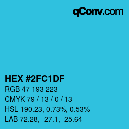 Color code: HEX #2FC1DF | qconv.com
