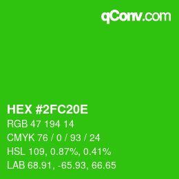 Color code: HEX #2FC20E | qconv.com