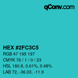 Color code: HEX #2FC3C5 | qconv.com