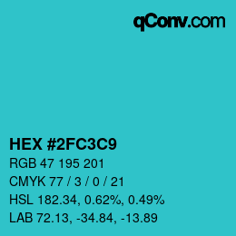 Color code: HEX #2FC3C9 | qconv.com
