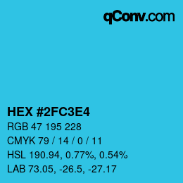 カラーコード: HEX #2FC3E4 | qconv.com