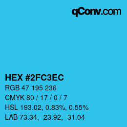 カラーコード: HEX #2FC3EC | qconv.com