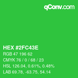Color code: HEX #2FC43E | qconv.com