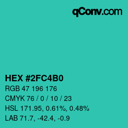 Color code: HEX #2FC4B0 | qconv.com