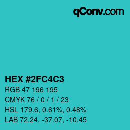 Color code: HEX #2FC4C3 | qconv.com