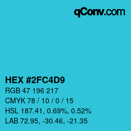 カラーコード: HEX #2FC4D9 | qconv.com