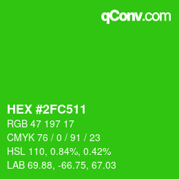 颜色代码: HEX #2FC511 | qconv.com
