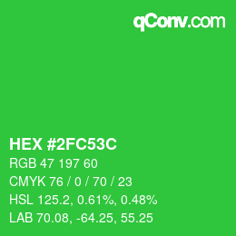 Color code: HEX #2FC53C | qconv.com