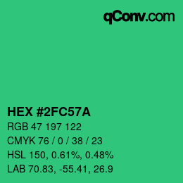 Color code: HEX #2FC57A | qconv.com