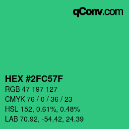 Color code: HEX #2FC57F | qconv.com