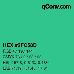Color code: HEX #2FC58D | qconv.com