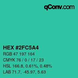 Color code: HEX #2FC5A4 | qconv.com