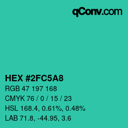 Farbcode: HEX #2FC5A8 | qconv.com