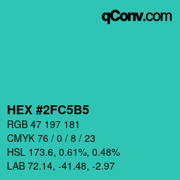 Color code: HEX #2FC5B5 | qconv.com