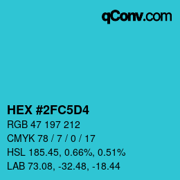 Color code: HEX #2FC5D4 | qconv.com
